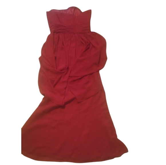 Hailey red satin chiffon strapless prom homecoming occasion dress sz 8 gown - Picture 6 of 6